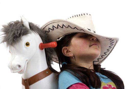 cowgirl sleep with toy horse