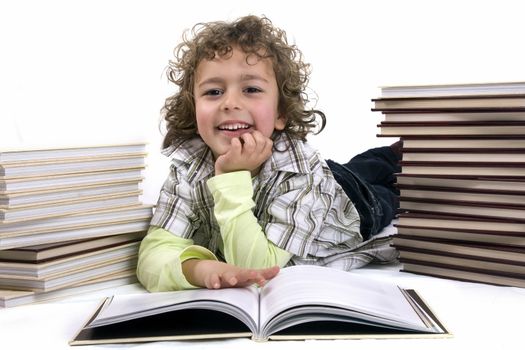 kid with books