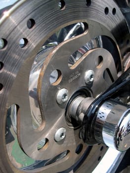 a motorcycle brake rotor close-up