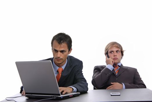 two young business man working with laptop