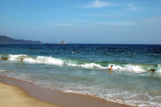 China South Sea, Guangdong province. Shenzhen city - sea side, wide beach at DaMeiSha.