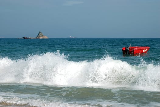 China South Sea, Guangdong province. Shenzhen city - sea side, wide beach at DaMeiSha.