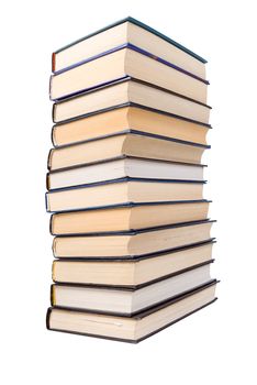 Pile of books isolated on a white background. Concept for "Back to school" 