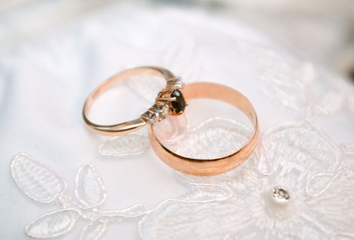 Golden wedding rings.engagement ring