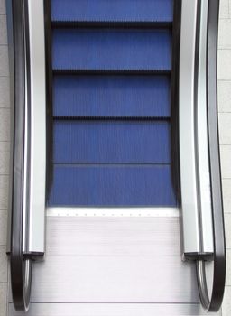 Closeup of empty escalator in shopping mall