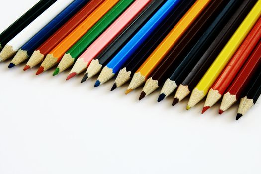 Color pencil on white background