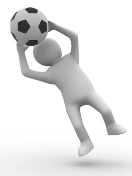 soccer player with ball on white background. Isolated 3D image