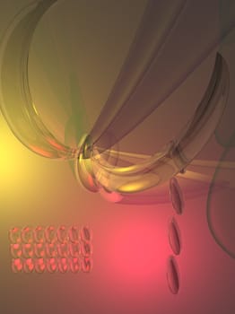 Abstract 3D illustration in warm tones.