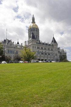 The golden-domed capitol building in Hartford, Connecticut.