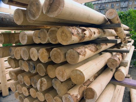wood poles. stack