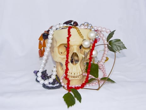the Image of the skull filled by jeweller ornaments