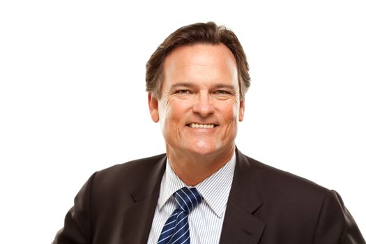 Handsome Businessman Smiling in Suit and Tie Isolated on a White Background.