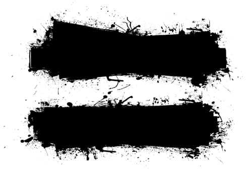 Two black grunge ink splat banners with room to add your own text