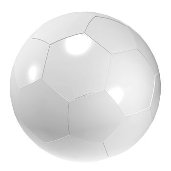 Traditional white football with sewn panels and isolated background