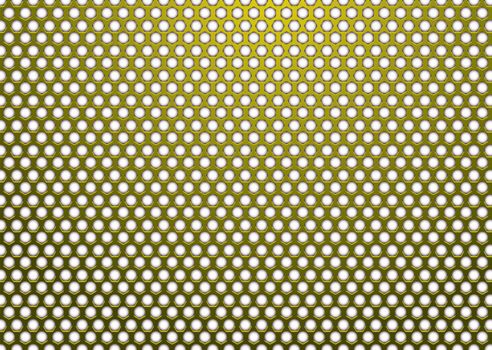 Gold metal background with hexagon white hole in surface