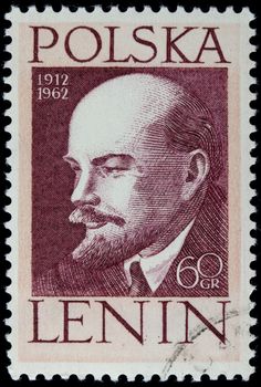 POLAND 1962 - portrait of Vladimir Lenin on a vintage canceled post stamp