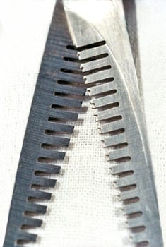Edges of barber snippers close-up