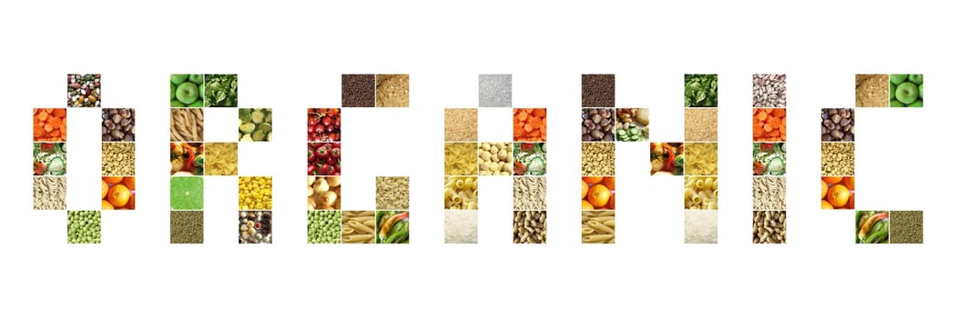 Organic text written with pictures of food