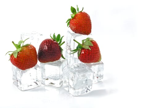 fresh strawberries isolated on white background