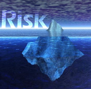 Floating Iceberg in the Ocean with Risk Text