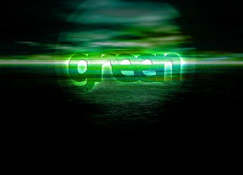 Glowing Green text on horizon for environment
