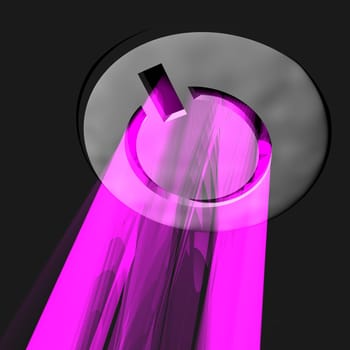 An electronic device�s power button glowing purple.