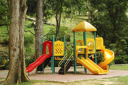 Empty and deserted children playground at the park