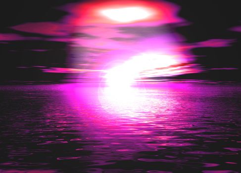 Beautiful Romantic Pink Sunset Sunrise Illustration