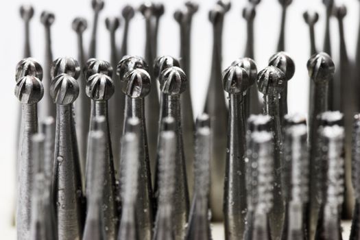 Set of dental drills closeup, selective focus