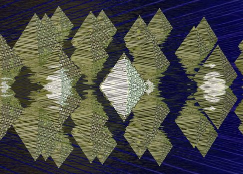 Digital Effect Pyramids with Reflections on Water 3d Rendered Illustration