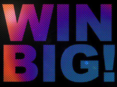 WIN BIG Prize or Competition Sign Lit With LED Lights Pink and Blue