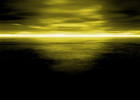 Beautiful Bright Electric Yellow Distant Horizon at Night