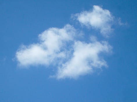 Details of white clouds in blue sky scene.