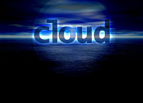 Cloud Text Internet Concept on Blue Skyscape Horizon