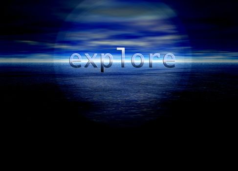 Explore Text on Bright Blue Distant Horizon Beautiful Background