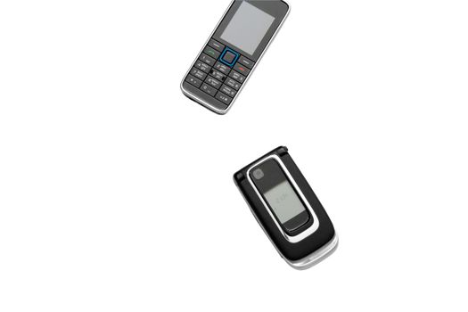 two mibile phones isolated on white