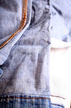 Closeup of an inside-out turned Jeans.