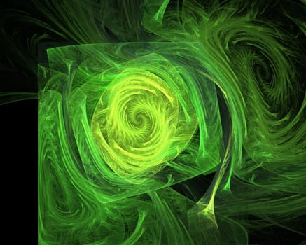 Abstract green vortex on a black background