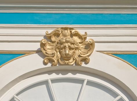 Decorative lion's head on a wall of Ekaterina's palace, Pushkin, Russia