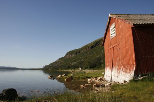 Old boathouse outside of Lakselv in northern Norway.