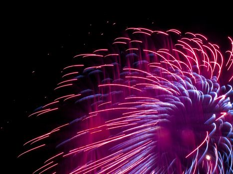 Various details of traditional pyrotechnical firework displays