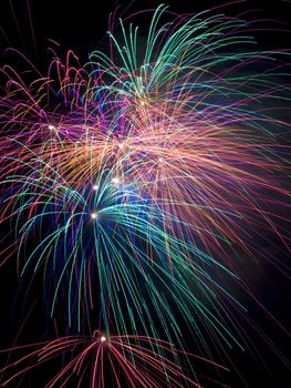 Various details of traditional pyrotechnical firework displays