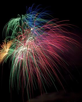 Various details of traditional pyrotechnical firework displays