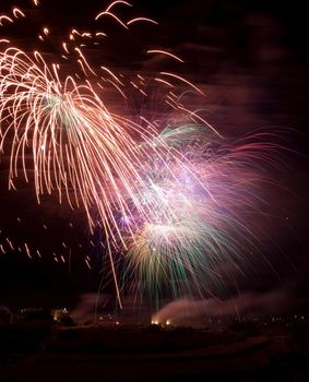 Various details of traditional pyrotechnical firework displays