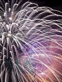 Various details of traditional pyrotechnical firework displays