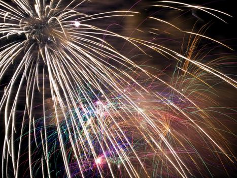 Various details of traditional pyrotechnical firework displays