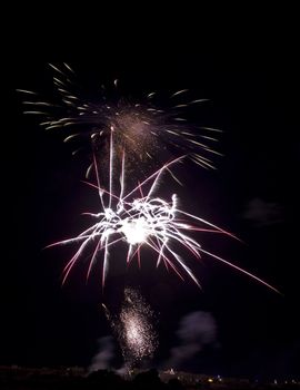 Various details of traditional pyrotechnical firework displays