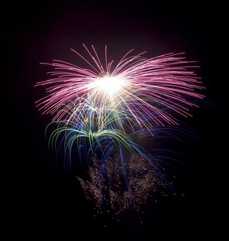 Various details of traditional pyrotechnical firework displays