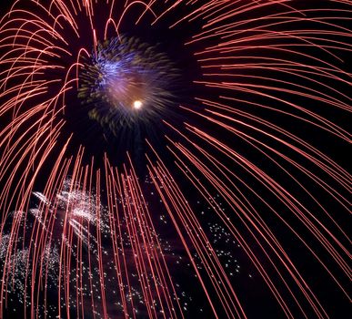 Various details of traditional pyrotechnical firework displays