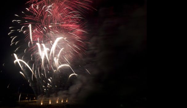 Various details of traditional pyrotechnical firework displays